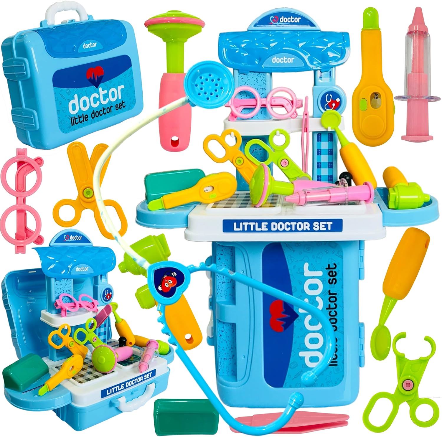 3-in-1 Portable Pretend Play Doctor Set Toy for Boys and Girls