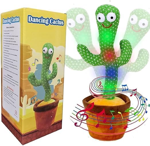 Dancing Cactus Toy for Kids | Musical Toy with Colourful Lights | Funny Education Toys | Playing Home Decor | Baby Voice Recording