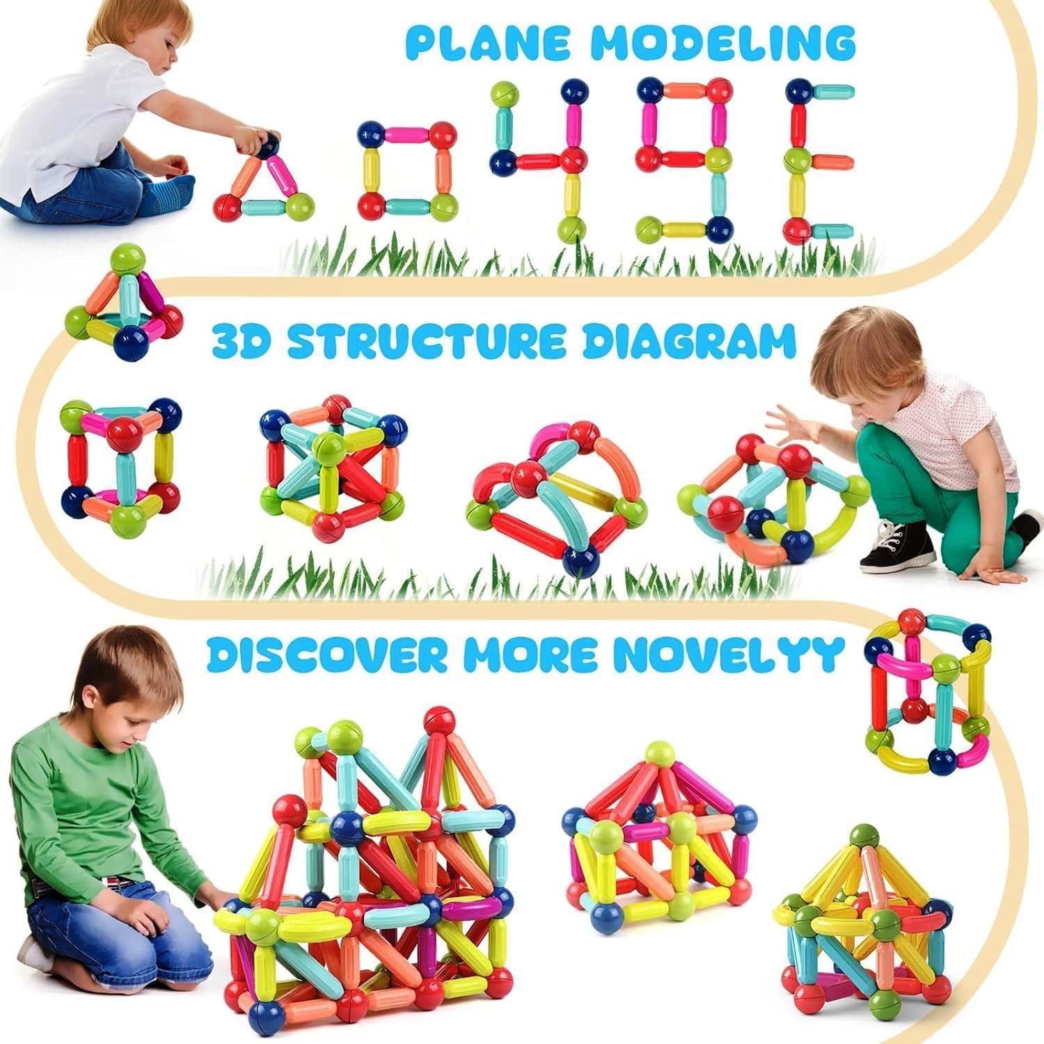 36-Piece Magnetic Toys for Little Boys, Ages 3-14 | Safe and Durable | Creative Brain Development Toys with Magnet Balls (36 Pcs)