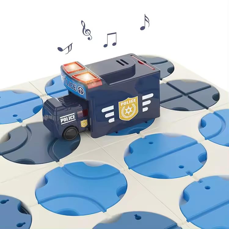 DIY Track Maze Race Car Building Block Set - Educational Toy with Light-Up Cars | STEM Learning Construction Playset for Kids | Customizable Police Station Track