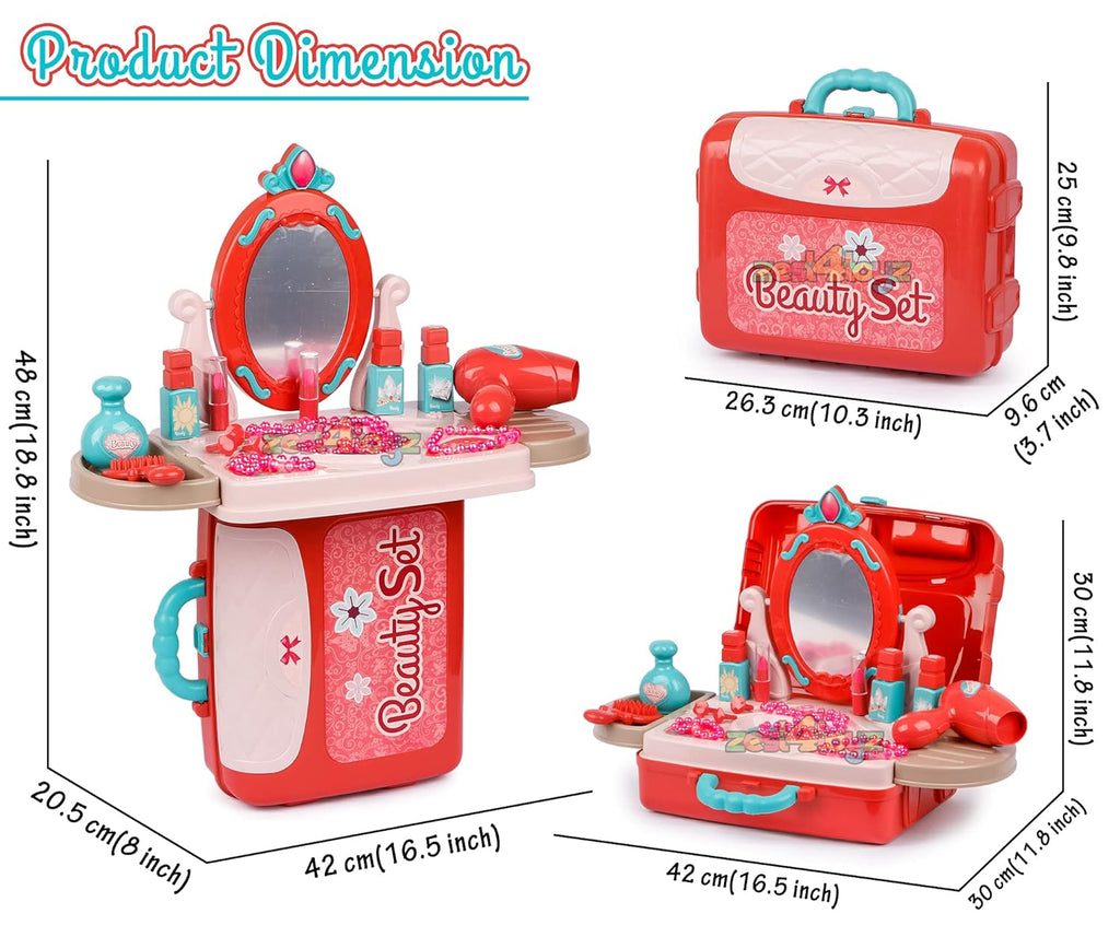 Plastic 3-in-1 Portable Pretend Role Play Set Toy for Boys and Girls (Beauty Play Set)
