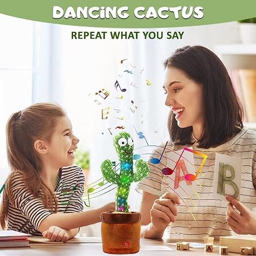 Dancing Cactus Toy for Kids | Musical Toy with Colourful Lights | Funny Education Toys | Playing Home Decor | Baby Voice Recording