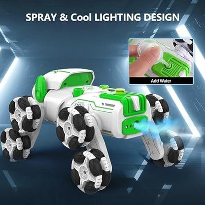 Snish Signature Robot Dog RC-Car, 8WD Remote-Control-Car with Spraying Light, 2.4Ghz All Terrain RC Stunt-Car, 360°Rotating RC Truck Toys for Kids 8 9 10 11 12 Year Boys Girls Christmas Birthday Gift