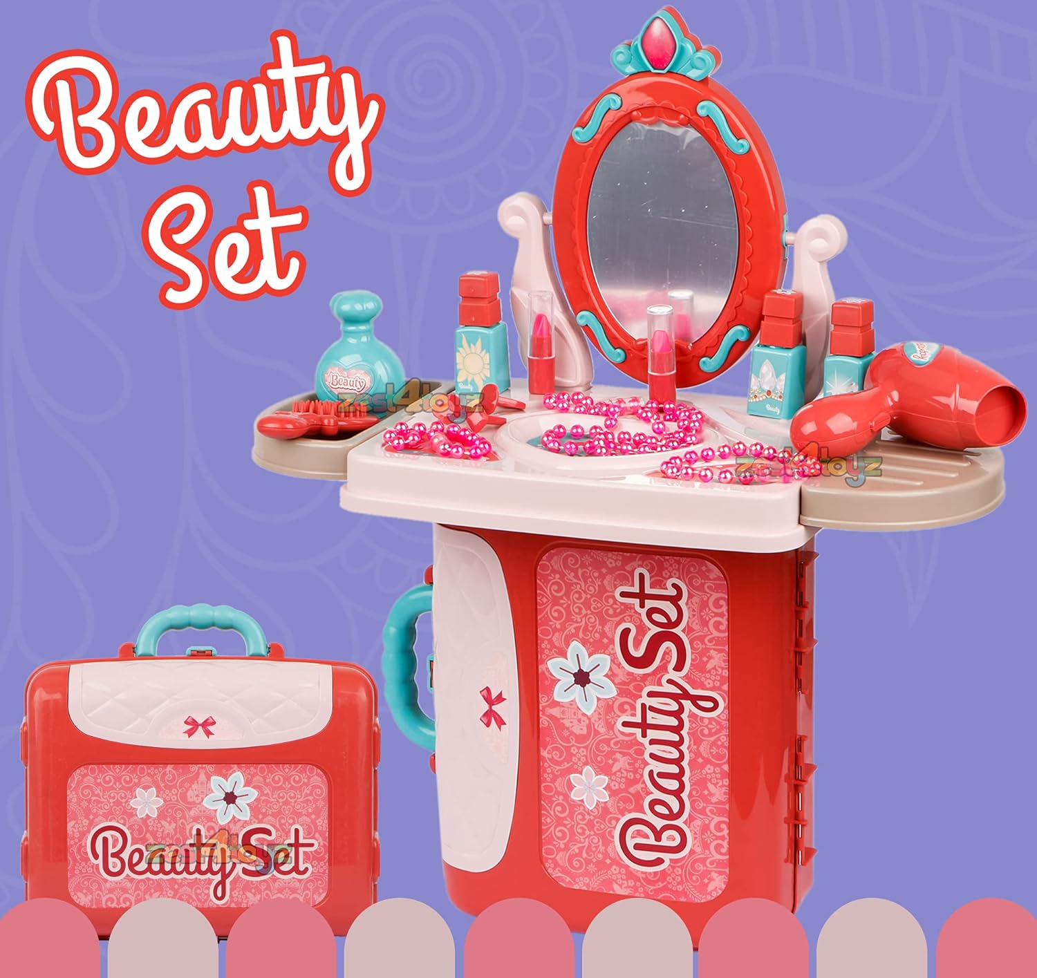 Plastic 3-in-1 Portable Pretend Role Play Set Toy for Boys and Girls (Beauty Play Set)