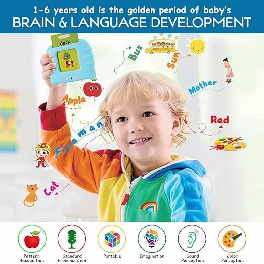 Spoken Flash Cards Children's Educational Learning Toys | Talking English Words Learning Machine | (112 Blue Cards)