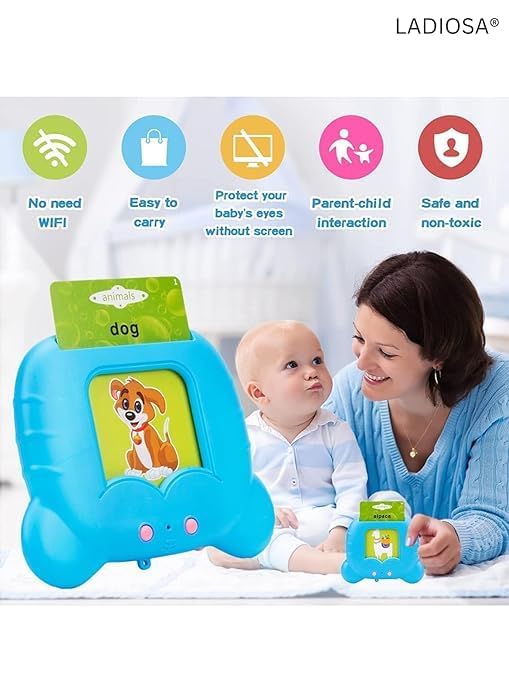 Spoken Flash Cards Children's Educational Learning Toys | Talking English Words Learning Machine | (112 Blue Cards)