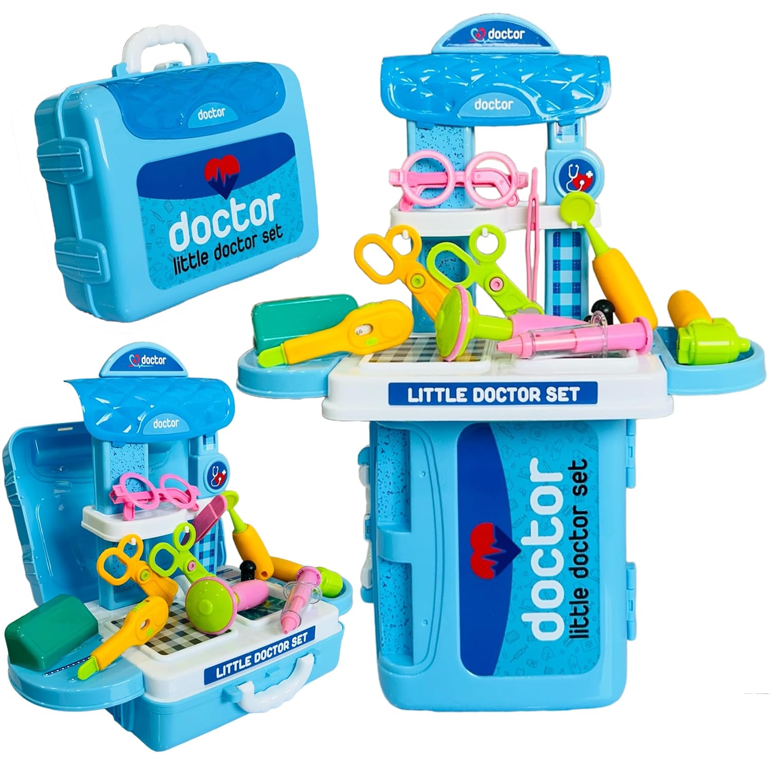 3-in-1 Portable Pretend Play Doctor Set Toy for Boys and Girls
