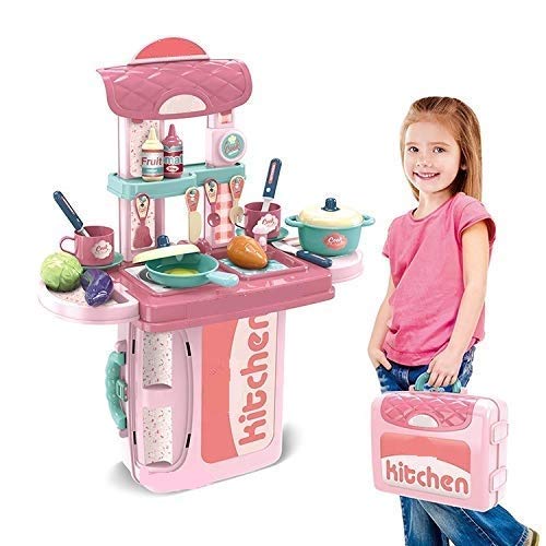 Plastic 3-in-1 Portable Pretend Role Play Set Toy for Boys and Girls (Kitchen Play Set)