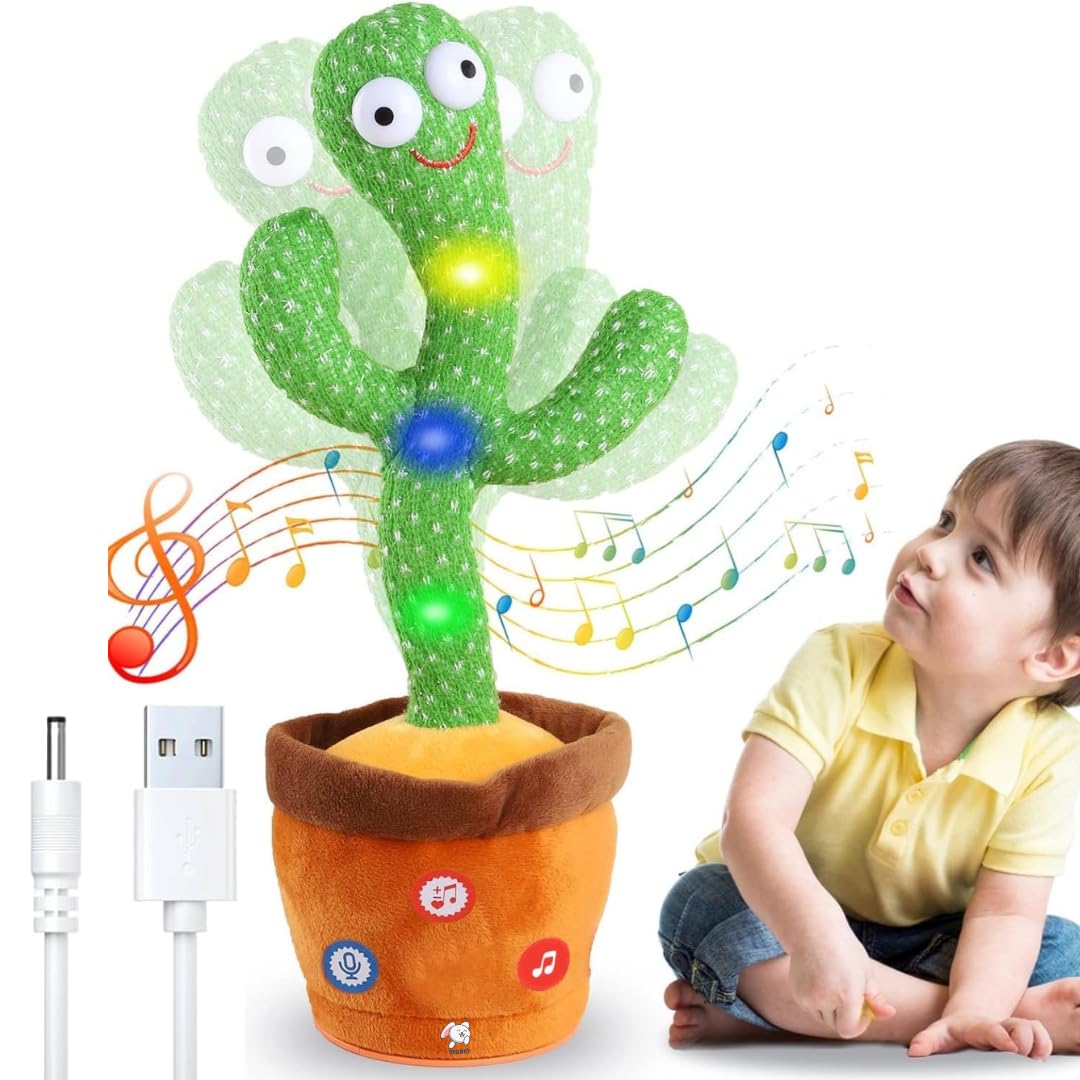 Dancing Cactus Toy for Kids | Musical Toy with Colourful Lights | Funny Education Toys | Playing Home Decor | Baby Voice Recording