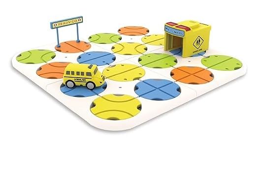 DIY Track Maze Race Car Track Building Block Educational Toy Set with 1 Light-Up Car - School Bus Theme - STEM Learning Construction Play Set - 34 Pcs