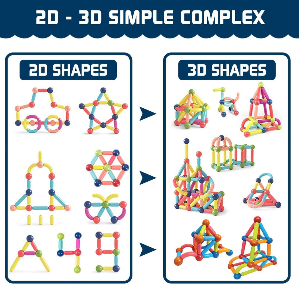 64-Piece Magnetic Toys for Little Boys, Ages 3-14 | Safe and Durable | Creative Brain Development Toys with Magnet Balls (64 Pcs)