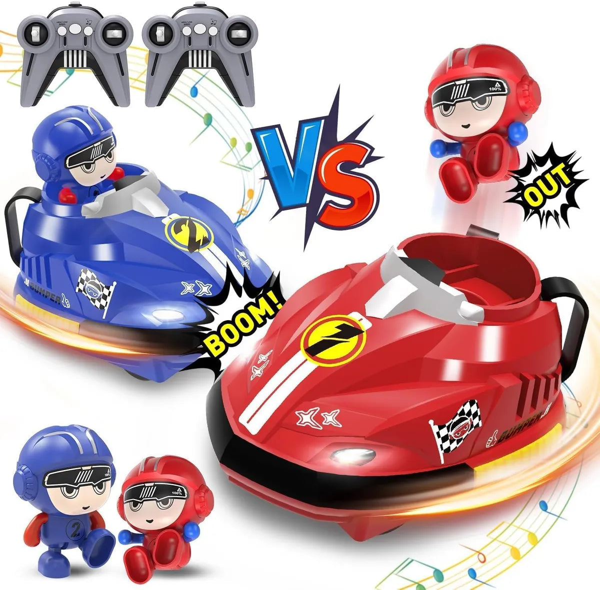 RC Battle Bumper Car Toy for Children, Remote Control, Set of 2, 360ï¿½ Rotation, LED Included, Parent-Child Competition, Assorted