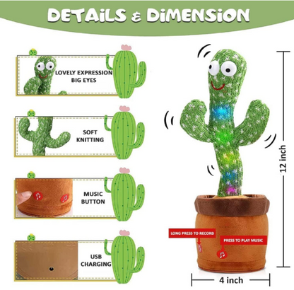 SNISH SIGNATURE Dancing Cactus Toy for Kids | Musical Toy with Colourful Lights | Funny Education Toys | Playing Home Decor | Baby Voice Recording