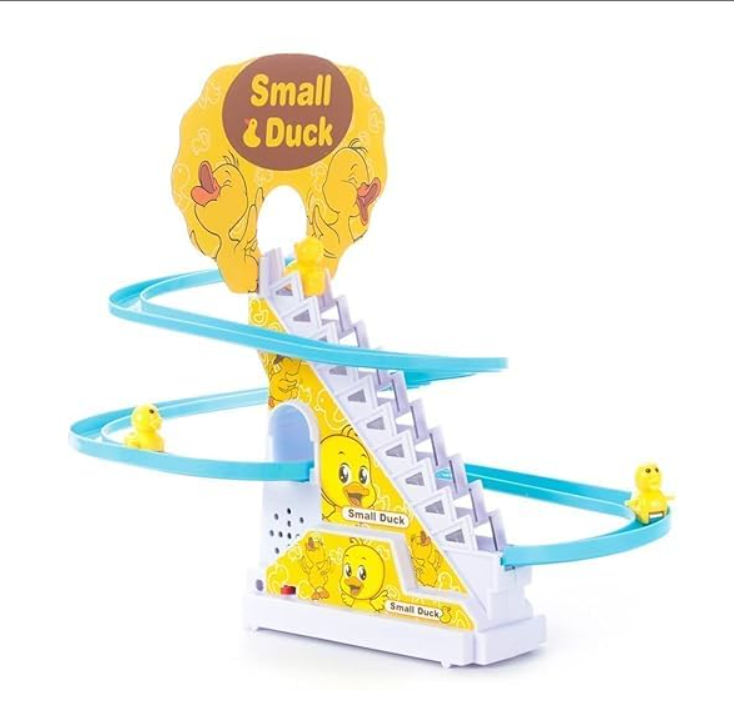 Duck Slide Toy Set, Duck Track Toys for Kids - Small Ducks Stair Climbing Toys for Kids, Escalator Toy with Lights and Music - 3 Ducks Included (Duck Track)