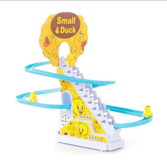 SNISH SIGNATURE Duck Slide Toy Set, Funny Automatic Stair-Climbing Ducklings Race Track Set Yellow